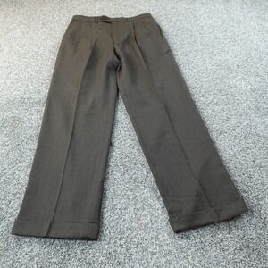 Ralph Lauren Pants Mens 33X30 Brown Wool Chino Trouser Dress Slacks Pleated Cuff